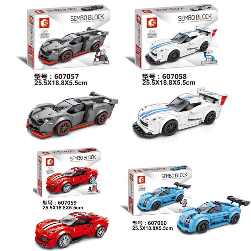 Lắp ráp Xe đua Famous Car 607057 Lamborghini Poision 607058 Dodge Viper 607059 Ferrari 488 Pista 607060