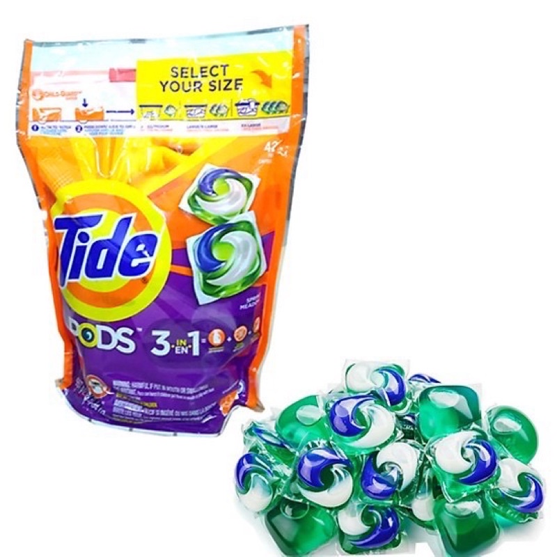 Viên giặt xả Tide Pods 3 trong 1 của Mỹ nguyên túi 42 viên
