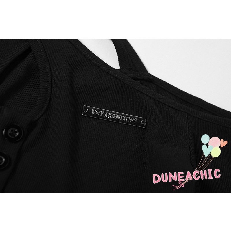 DUNEA Áo Thun Dài Tay Trễ Vai Thiết Kế Độc Đáo Thời Trang Cho Nữ