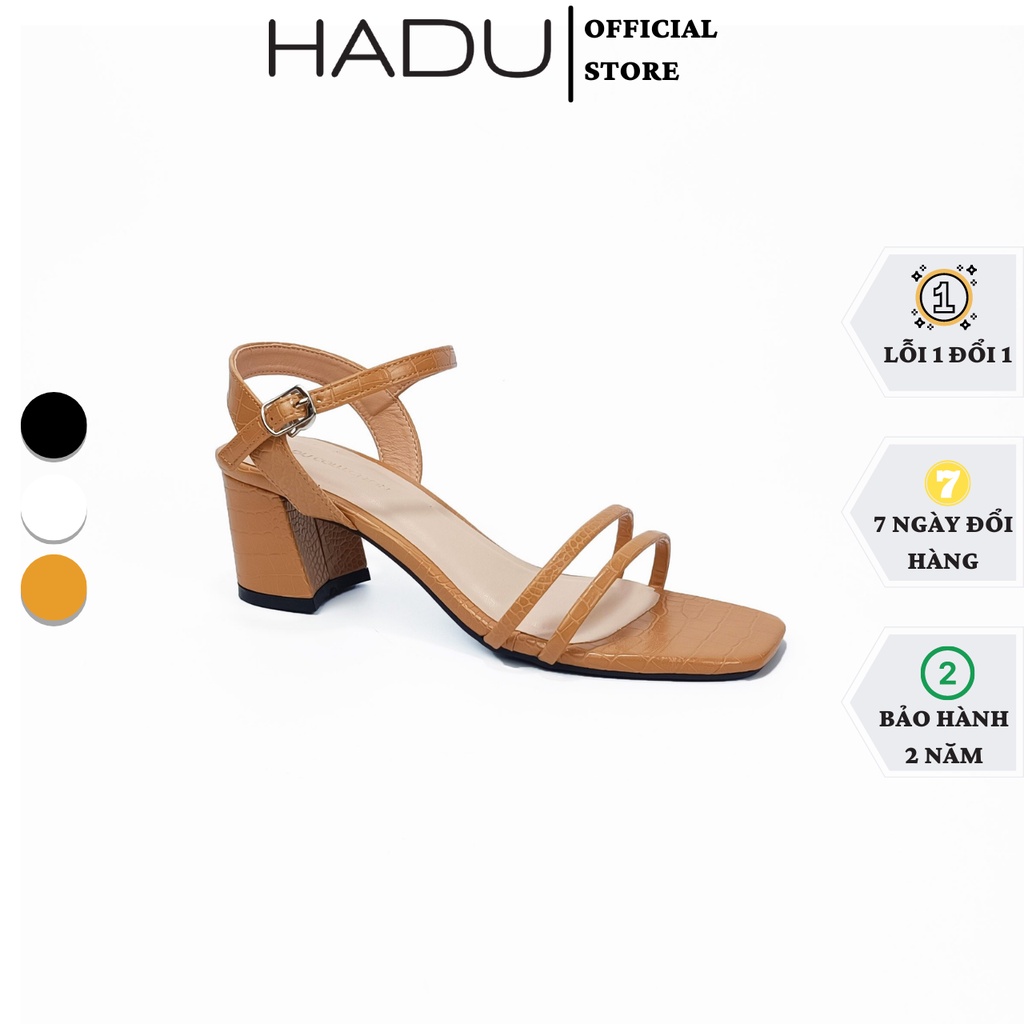 Giày Sandal gót vuông 5cm Parallely HADU M577 quai ngang gót to 5p da vân siêu bền