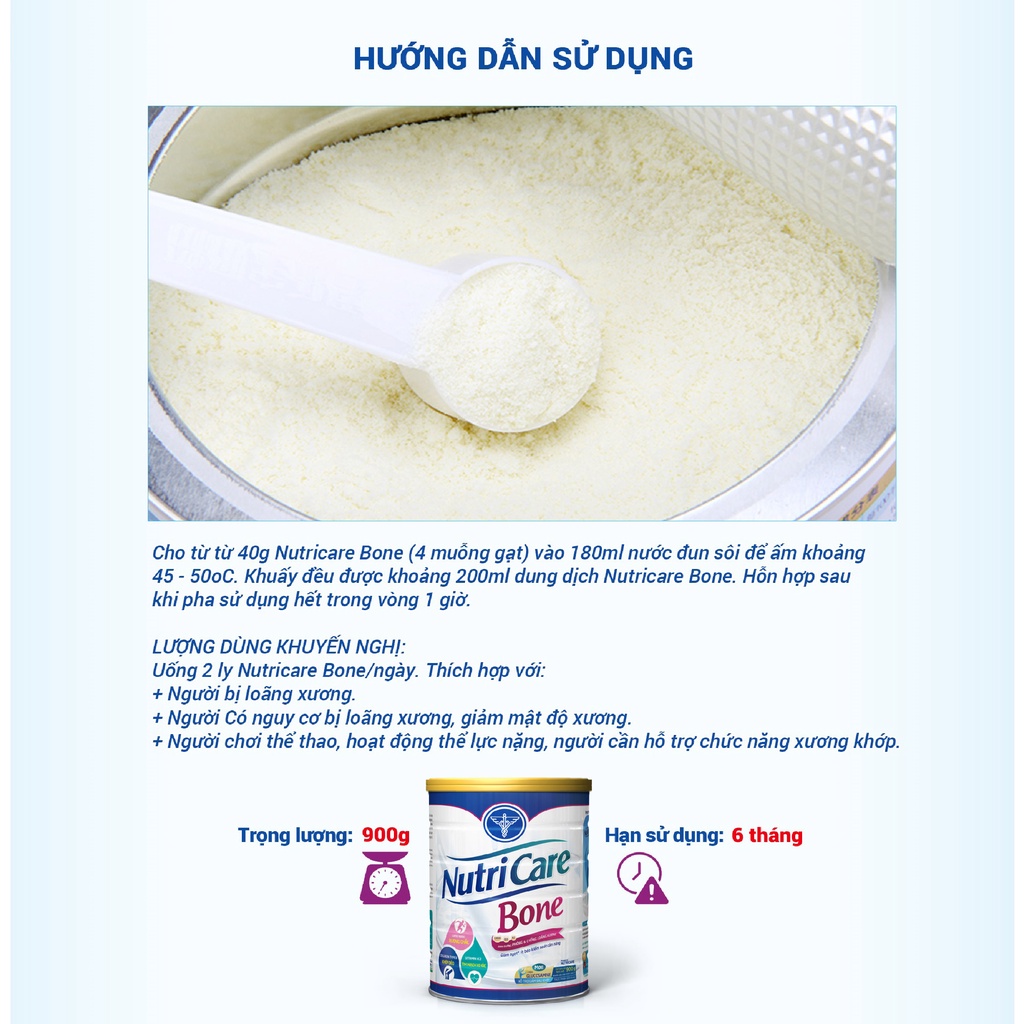 Sữa bột Nutricare Bone chống loãng xương sụn khớp 850g
