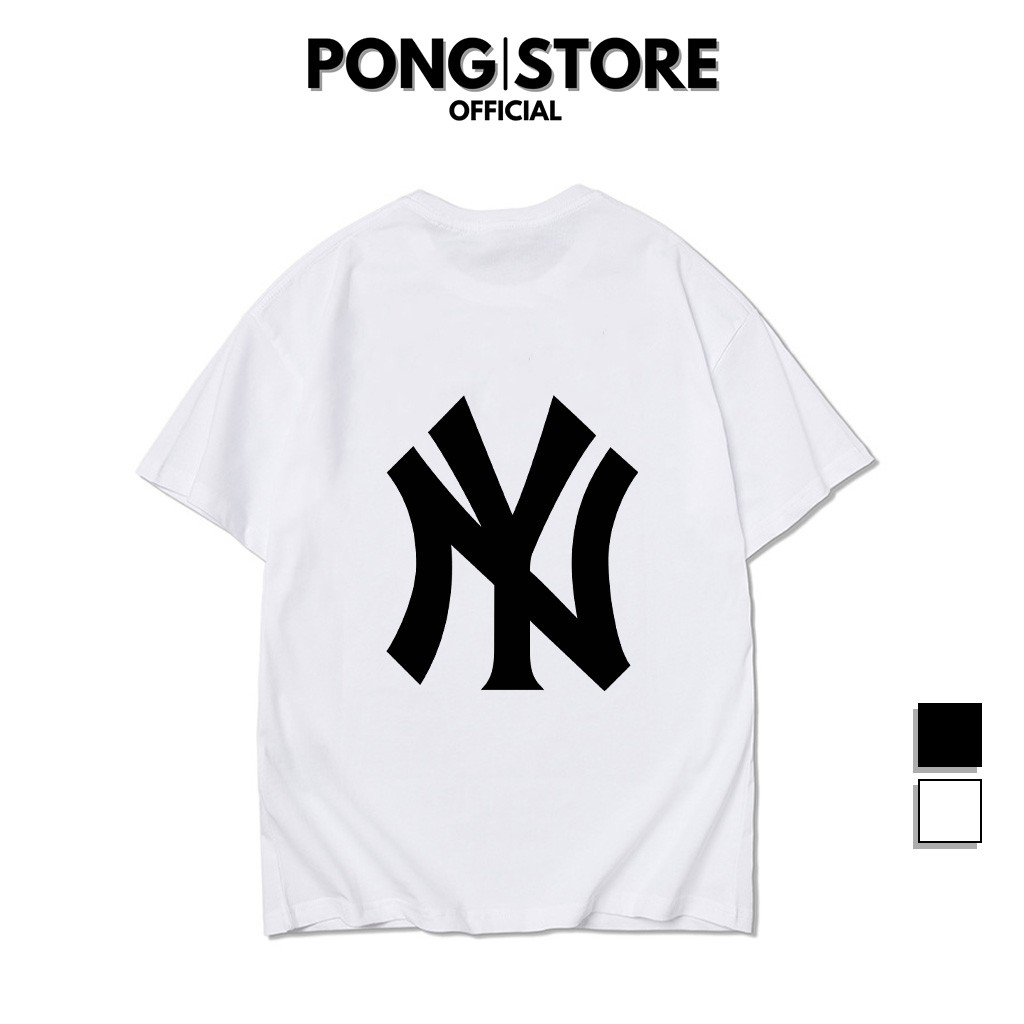 Áo thun unisex N.Y PONGSTORE áo thun tay lỡ form rộng nam nữ chất thun co giãn thoáng mát, có 2 màu trắng đen