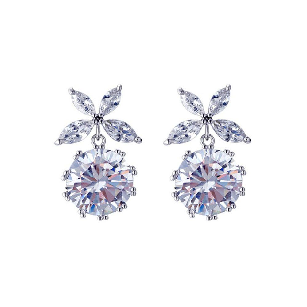 Bông tai dáng dài đính đá zircon không gây dị ứng thời trang cho nữ S925