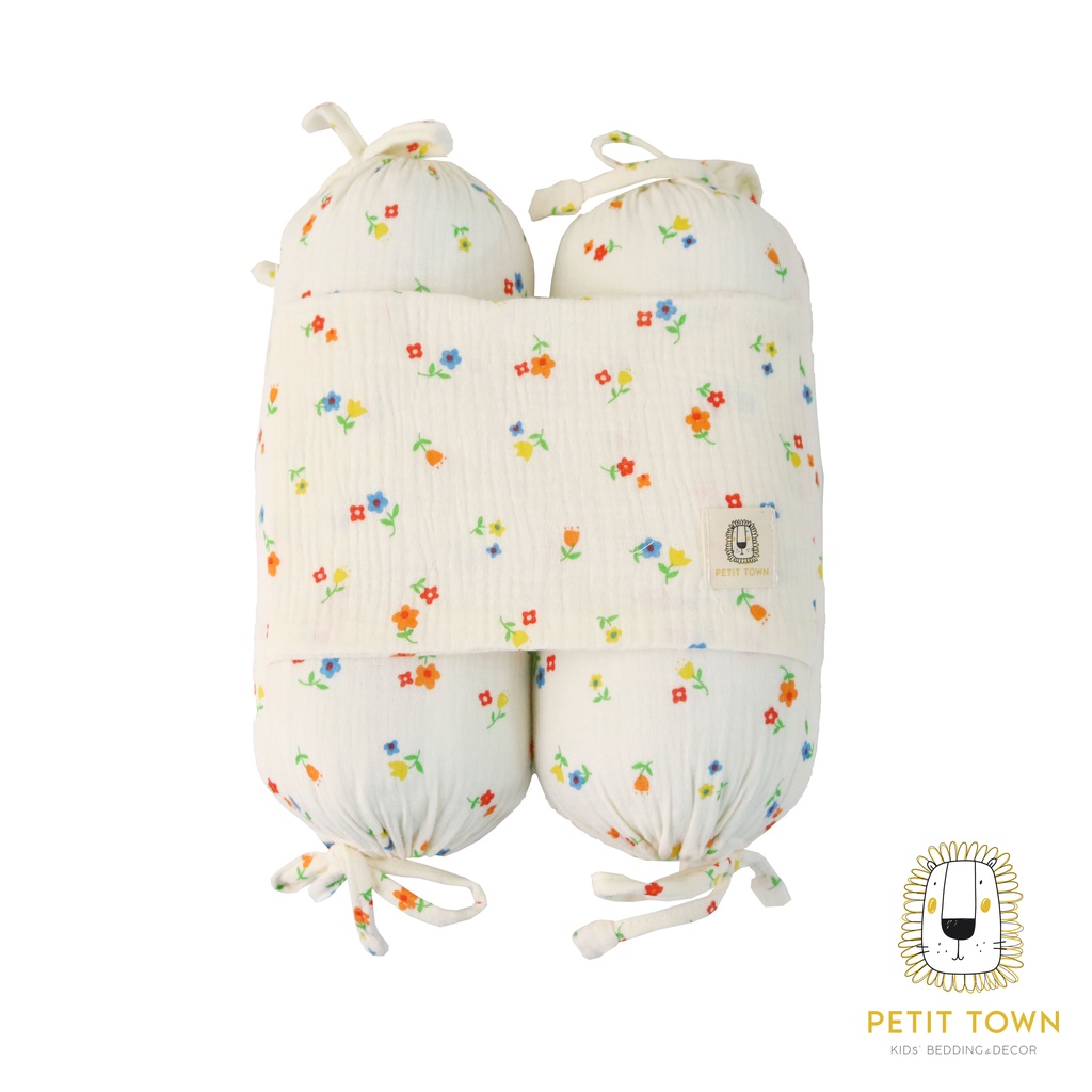 Combo sơ sinh 4 món Petit Town vải xô muslin họa tiết hoa cho bé gái
