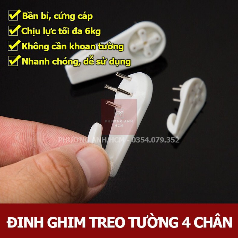 Đinh Ghim Tường 3 Chân, 4 Chân Treo Tranh Ảnh, Đồng Hồ  - Móc Treo Đồ Đóng Tường 3 Chân, 4 Chân Không Cần Khoan nk032