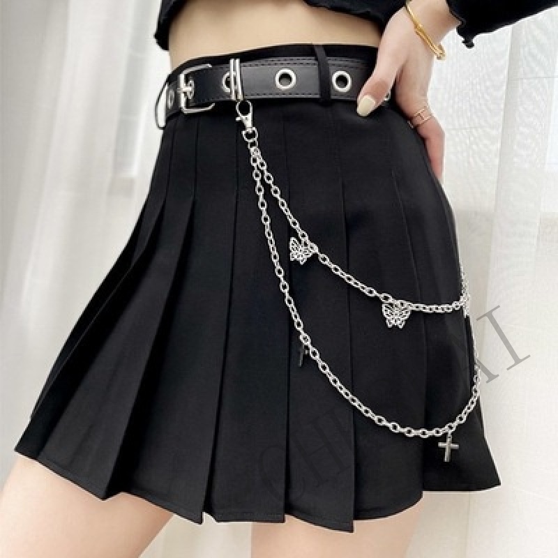 [COD &amp; Hàng Có Sẵn] Thắt Lưng Da Không Đục Lỗ Phối Dây Xích Cá Tính Thời Trang