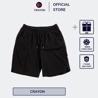 Quần short unisex quần đùi nam nữ crayon basic local brand màu đen qs02