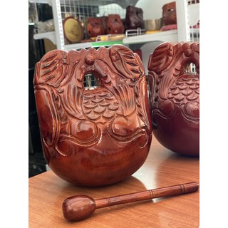 Mõ tụng kinh gỗ mít 25cm (bộ gồm mõ và dùi)
