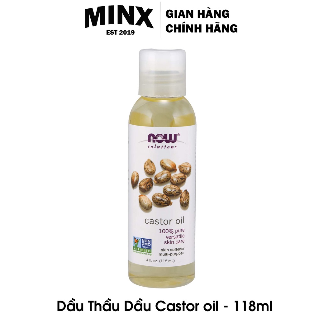 Dầu Thầu Dầu 118ml - Dầu Dưỡng Da Now Castor Oil  - Hỗ trợ giảm đồi mồi làm sáng da