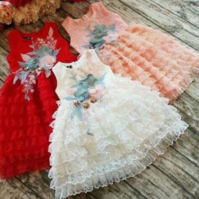 Vải ren tầng may váy trẻ em, người lớn