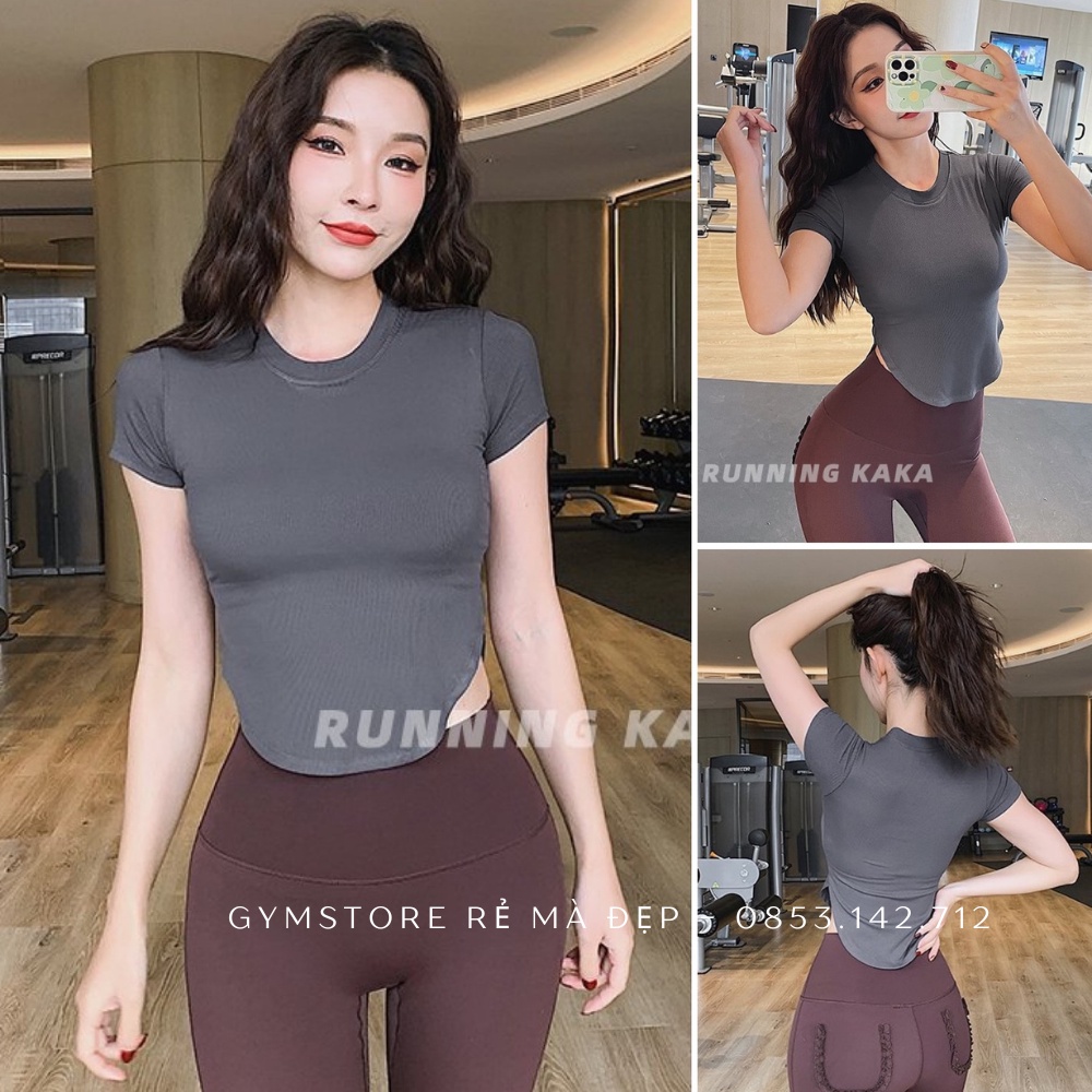 Áo Thun Ôm Body Tay Ngắn Có Mút Thể Thao Nữ Tập Gym Yoga Thun Gân Co Giãn Mịn Mát Siêu Tôn Dáng 𝐆𝐘𝐌𝐒𝐓𝐎𝐑𝐄 1921