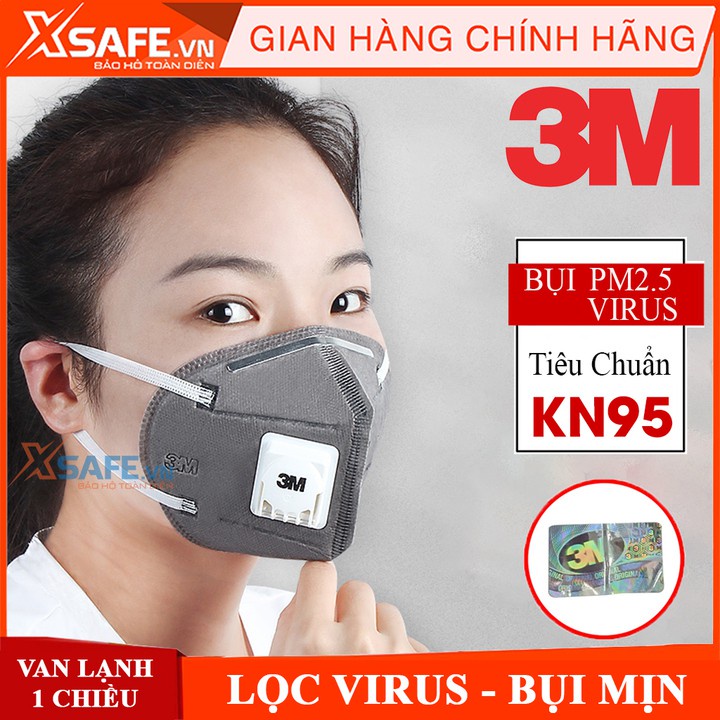 Khẩu trang N95 3M 9541V Khẩu trang 3D 5 lớp kháng khuẩn, chống bụi mịn, phòng dịch, tiêu chuẩn KN95 chính hãng [XSAFE]