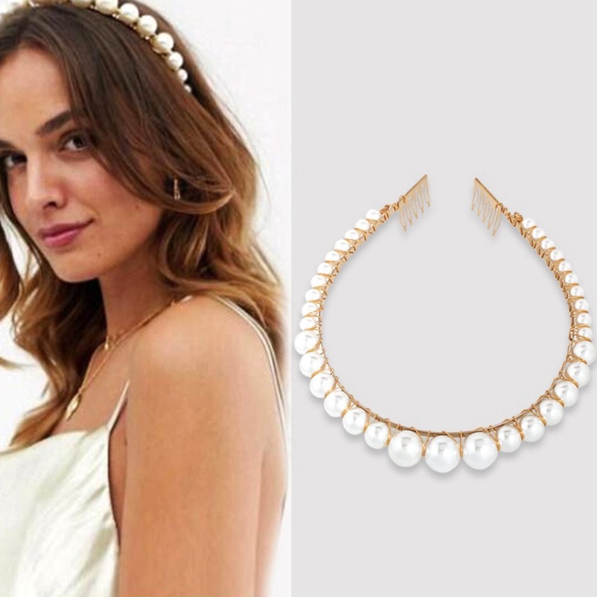 Băng đô cài tóc phối ngọc trai giả thời trang cho nữ