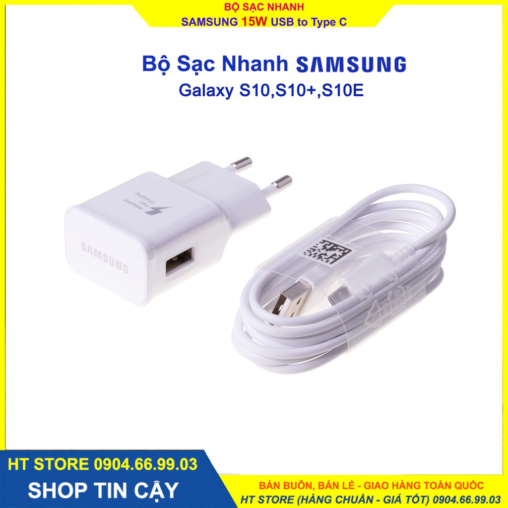 Bộ sạc nhanh SamSung 15W dành cho Galaxy S10, Note 9, A80, A70... Cáp sạc USB to Type C