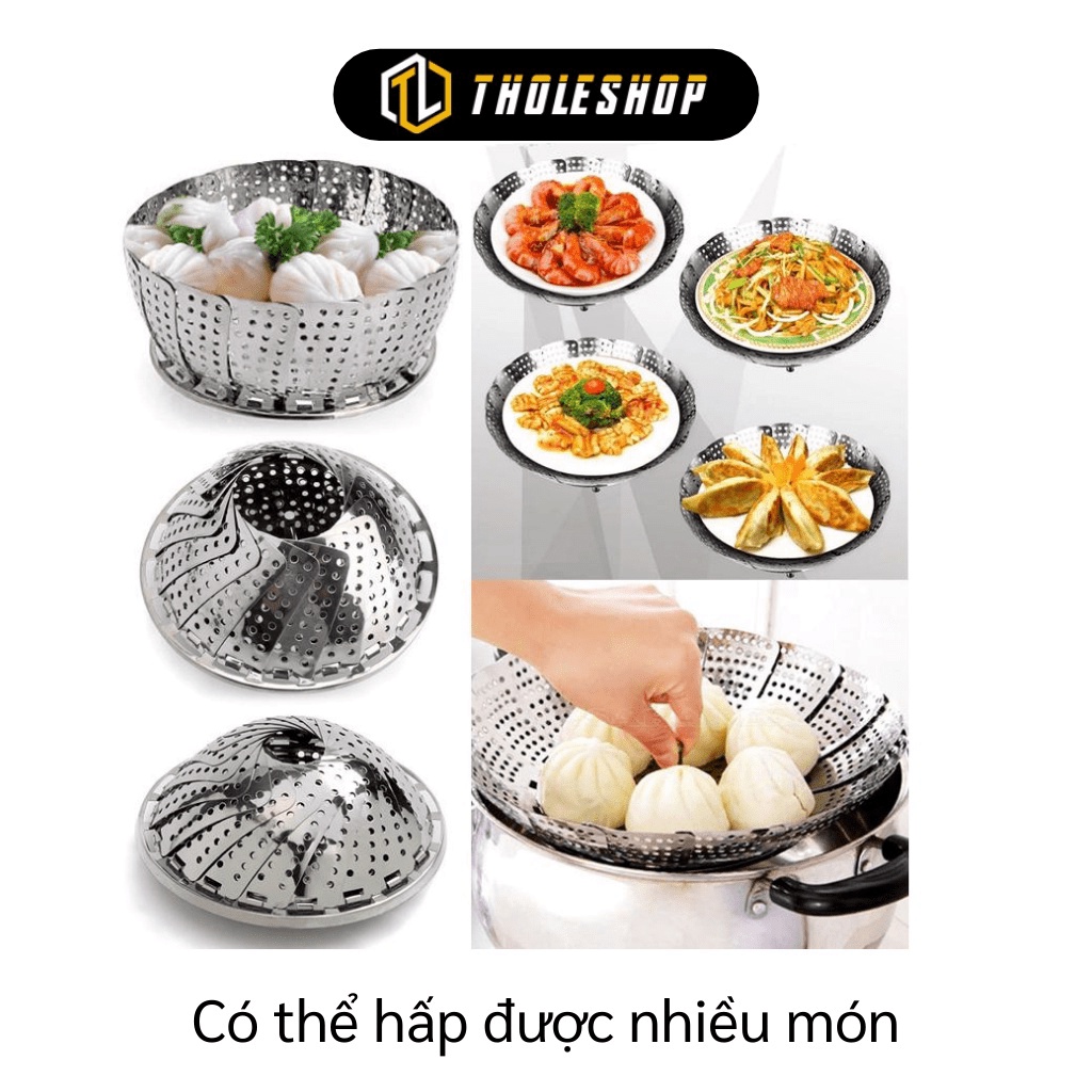 [SGD] Xửng Hấp - Khay Hấp 24cm Xòe Cánh, Gấp Gọn, Vỉ/ Rổ Hấp Inox Bền Đẹp Tiện Dụng 3231