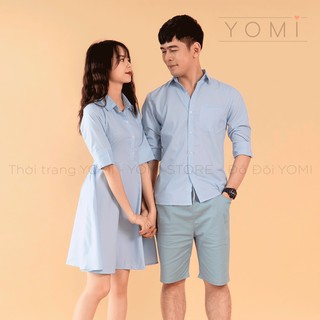 Đồ đôi thiết kế, váy áo đôi màu xanh cho các cặp đôi, phù hợp mặc đi làm, đi chơi, du lịch, chụp ảnh