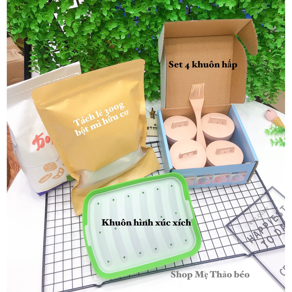 Combo 1 khuôn làm xúc xích + 1 set khuôn hập + 300g bột mì hữu cơ tách lẻ