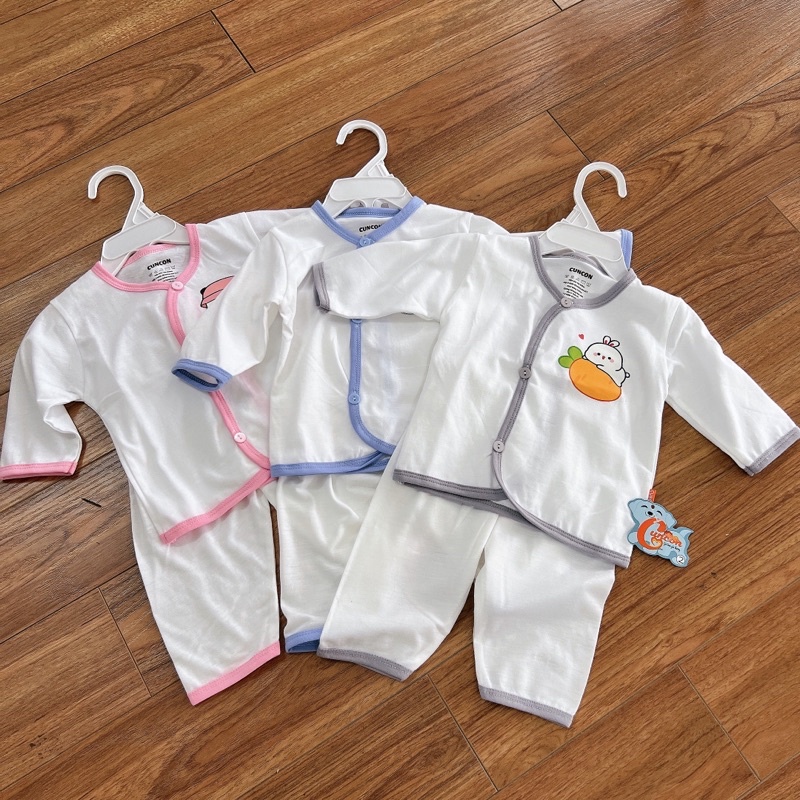 Bộ quần áo sơ sinh dài tay cotton organic hiệu Cún Con