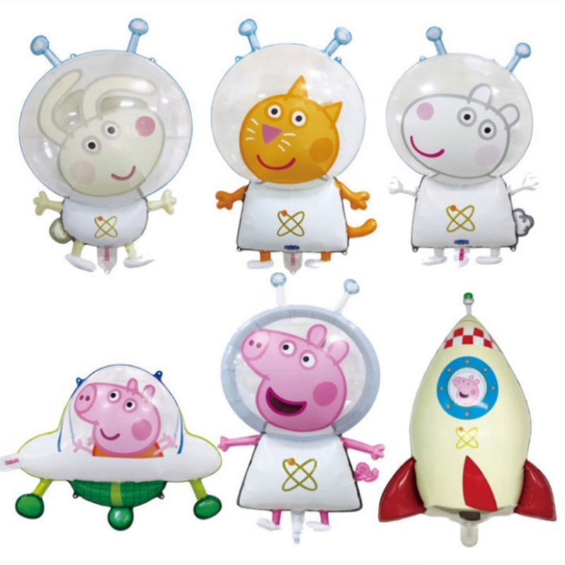 Phim hoạt hình Peppa Pig Chủ đề Trang trí Bóng bay Giấy bạc Trẻ em Đồ dùng trang trí tiệc sinh nhật