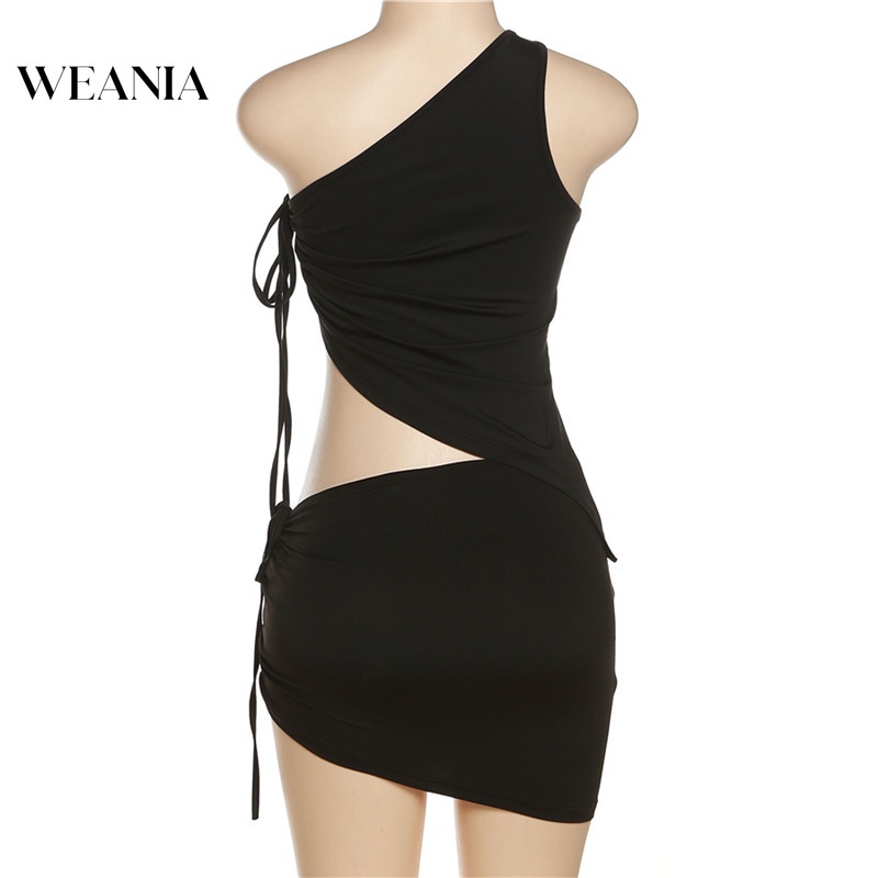 Set Áo 2 Dây Lệch Vai + Chân Váy Màu Trơn Thiết Kế Độc Đáo Quyến Rũ