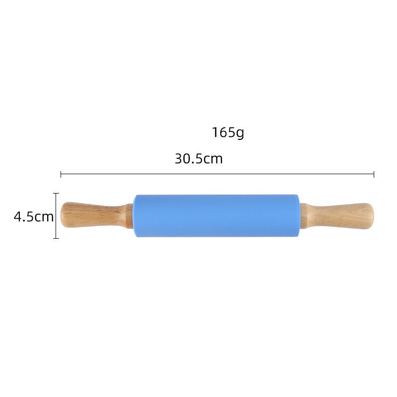Cán lăn bột/ Cây lăn bột bằng tay gỗ silicon cán bột làm bánh