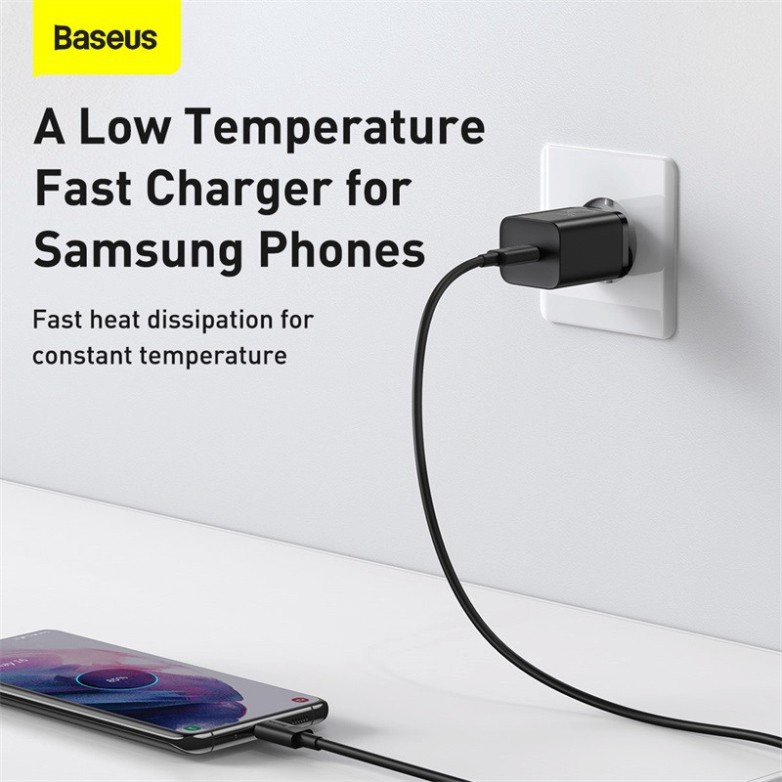 Củ sạc nhanh Baseus 25W kèm cáp Type-C to Type-C, công nghệ Super Si đầu sạc PD sạc nhanh QC3.0, PD3.0