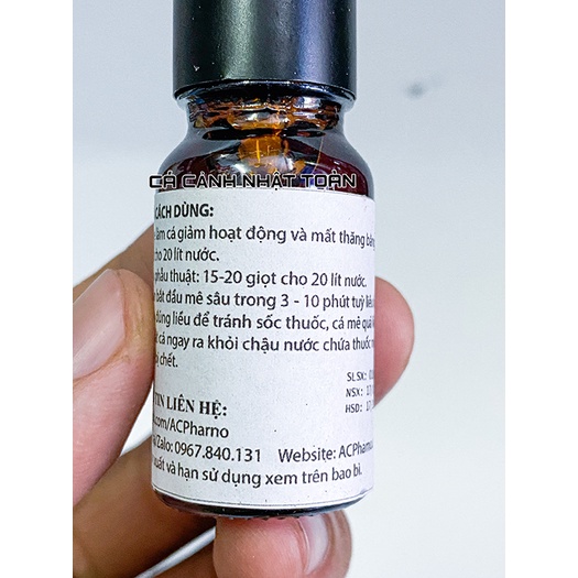 DUNG DỊCH GÂY MÊ CHO CÁ CẢNH, CÁ KOI, CÁ RỒNG ACPHARNO 10ML