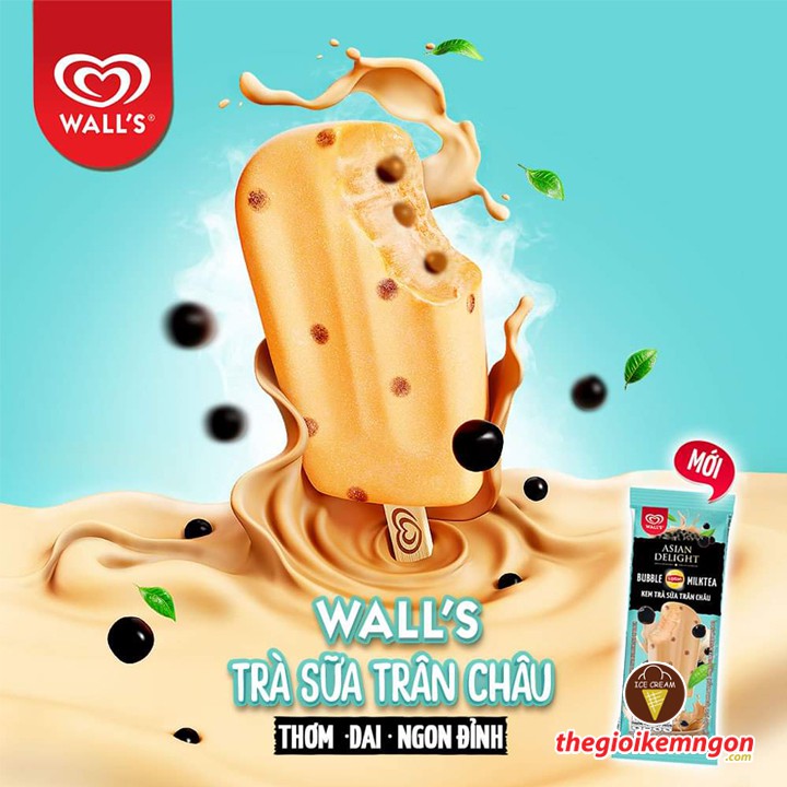 [HCM] Kem trà sữa trân châu Bubble Milktea Wall's 63g