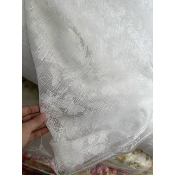 Tơ organza bướm màu trắng khổ rộng 150cm