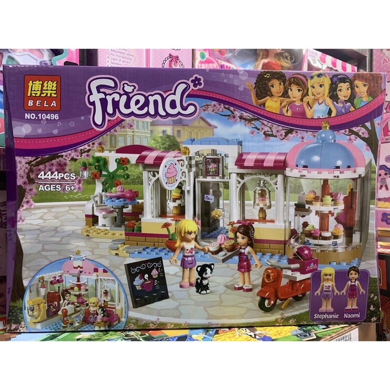 Lắp ráp xếp hình lego friends Girls Club Bela 10496 : Tiệm Cafe bánh ngọt hồ trái - tiệm bánh của Naomi 444 chi tiết