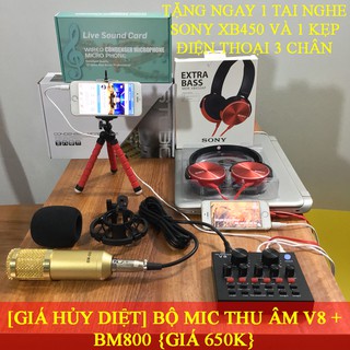 [GIÁ HỦY DIỆT] MIC THU ÂM V8 - BM800 - MỚI NHẤT 2019