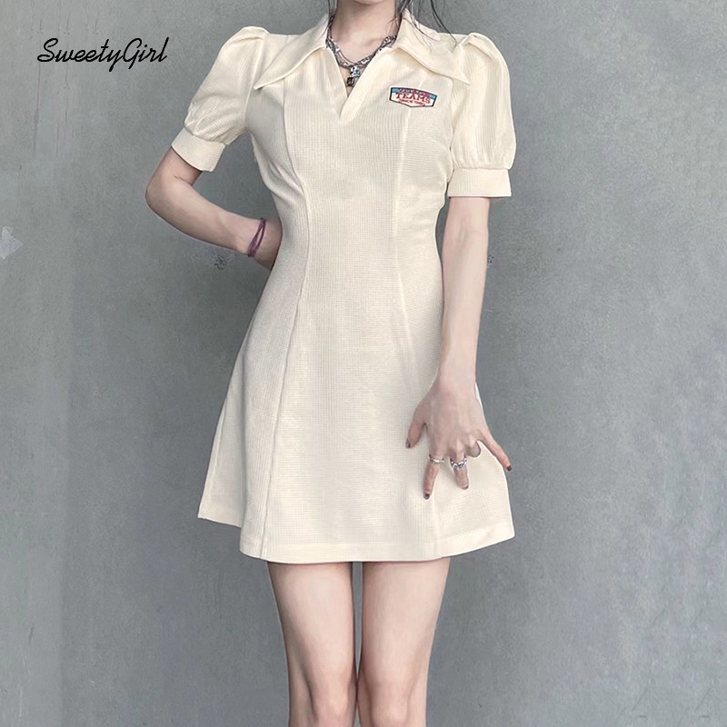 Đầm Tay Ngắn Màu Trơn Eo Cao Thời Trang Dành Cho Nữ 2022