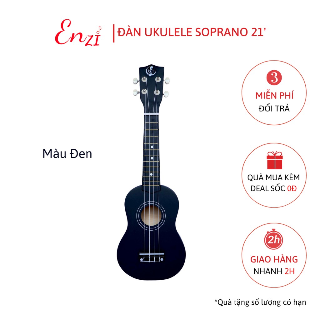 Đàn ukulele soprano gỗ xịn nhiều màu sắc size 21 inch hàng cao cấp Enzi