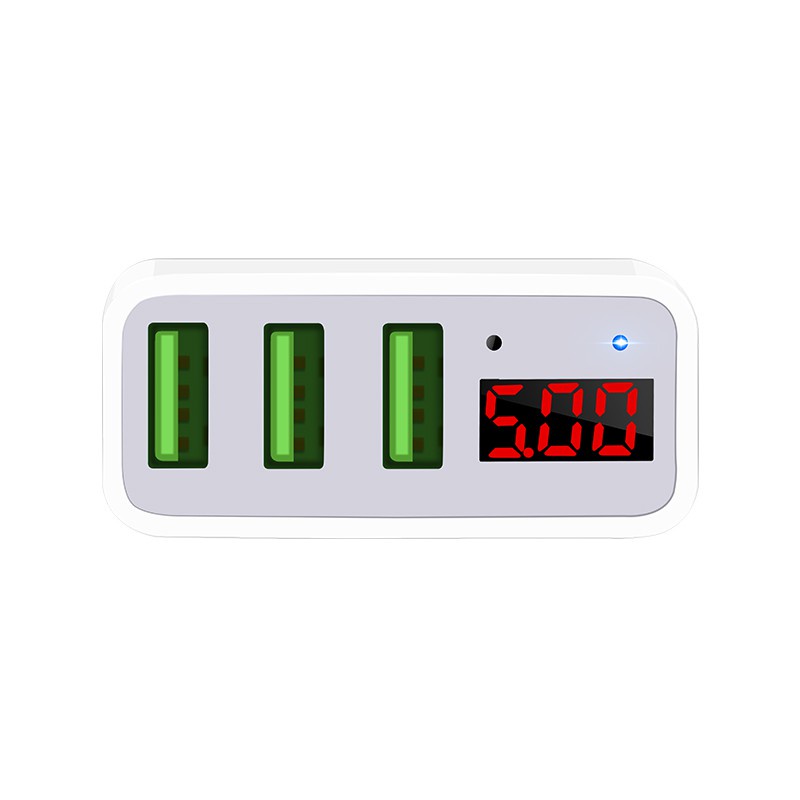 Cốc sạc Hoco C15 3 cổng sạc nhanh 3.0A có đèn Led báo sạc thông minh (Sản phẩm có 2 màu)