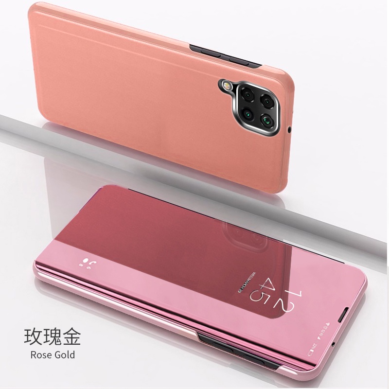 Bao da điện thoại PU nắp gương lật thông minh có chức năng giá đỡ chống sốc cho Samsung Galaxy S21 FE A22 A12 A 22 4G 5G
