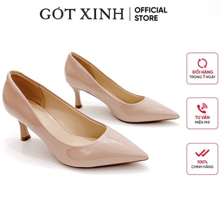 Giày cao gót nữ gót xinh gx286 chất da bóng đế nhọn cao 5cm