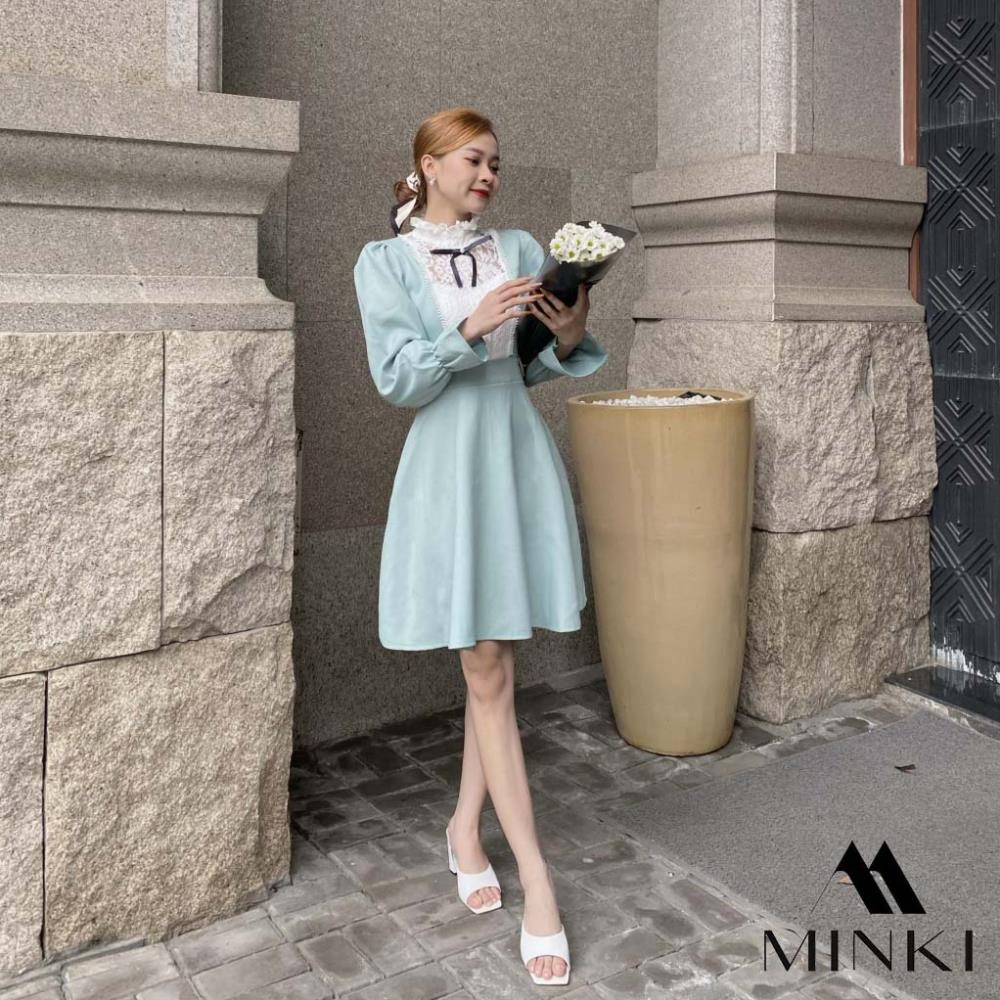 [NEW2022] ĐẦM XANH ĐEN PHỐI REN NGỰC - CHẤT LIỆU REN CAO CẤP - MÀU XANH VÀ ĐEN