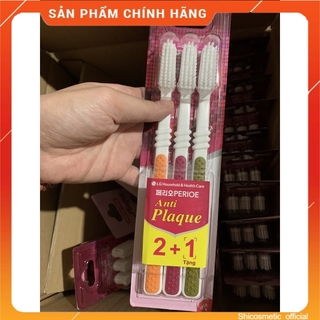 Vỉ 2 tặng 1 Bàn chải đánh răng Perioe Anti Plaque Medium 2+1, bót đánh răng
