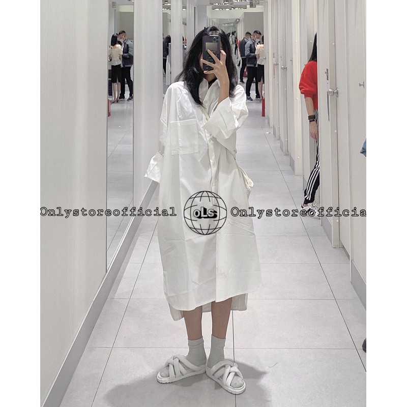váy sơ mi oversize 2 màu,tà váy xẻ 2 bên(nhận hàng có vấn đề liên hệ shop trước khi đánh giá ạ) | BigBuy360 - bigbuy360.vn