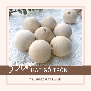 Hạt gỗ tròn thủ công 3.5cm lỗ 5mm