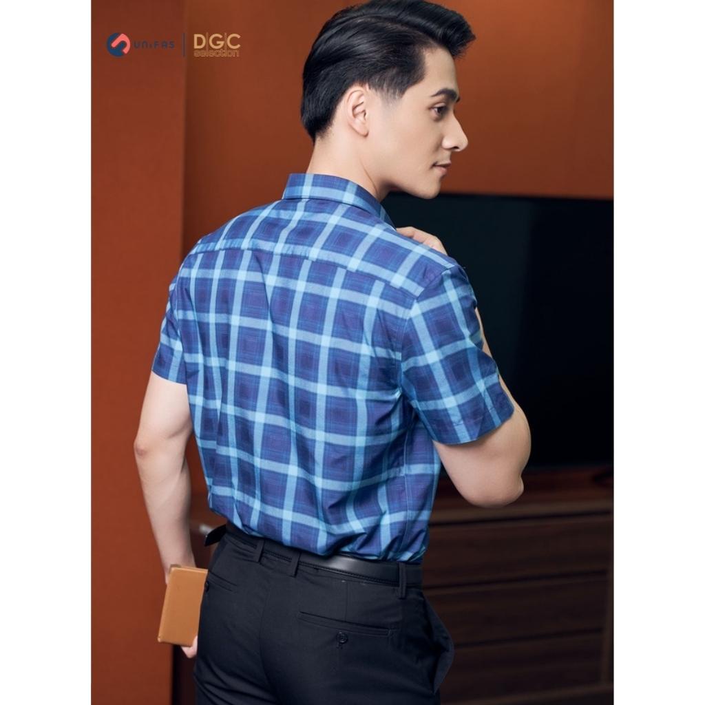 Áo sơ mi nam DGCs ngắn tay kẻ caro phong cách Hàn Quốc, chất vải cao cấp mềm mịn SASNBA57M
