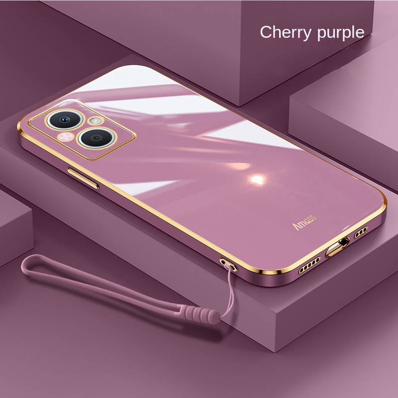 Ốp Điện Thoại TPU Mềm Viền Vuông Mạ Bóng Sang Trọng Có Dây Đeo Cho OPPO Reno 8Z reno8Z 5G 7Z Reno 8Z 7Z 7 Pro 5G