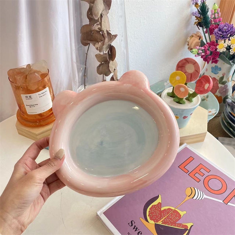 Đĩa Sứ Hình Gấu Phong Cách Hàn Quốc Sáng Tạo