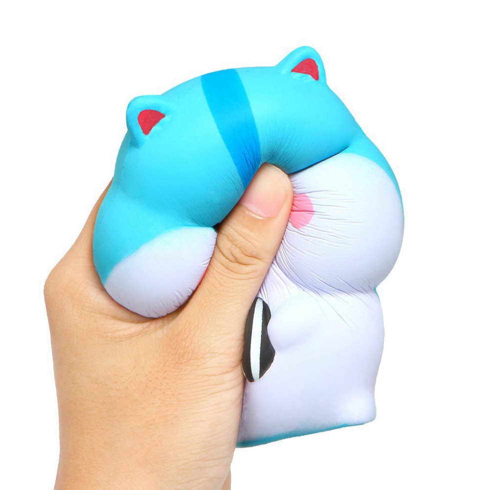 SQUISHY chuột hamster ôm bóng siêu đáng yêu màu xanh dương