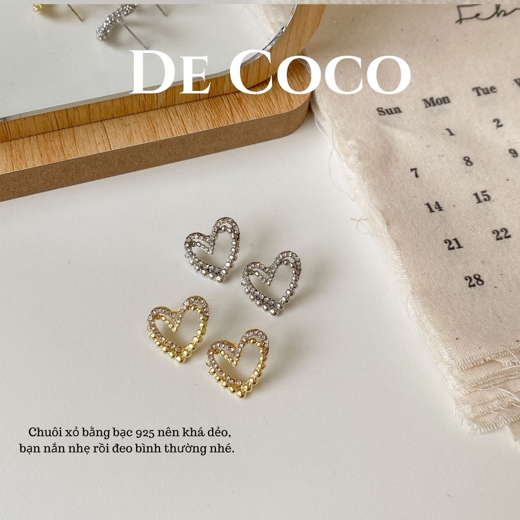 [Mã FASTGRET4 giảm 10% đơn 99K] [Mã FASHIONT4FA2 giảm 10K đơn 50K] Khuyên tai Double Heart De Coco