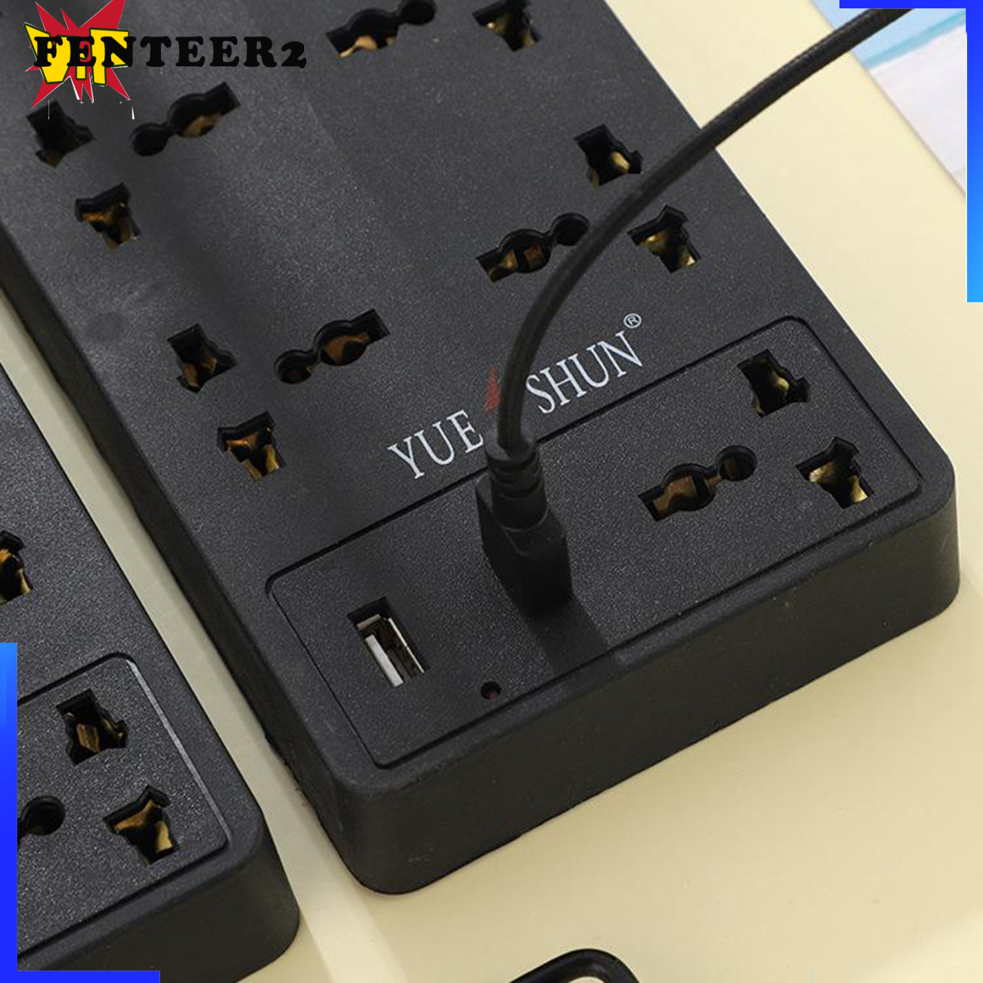 (Fenteer2 3c) Power Strip Với 2 Cổng Usb An Toàn Cho Điện Thoại