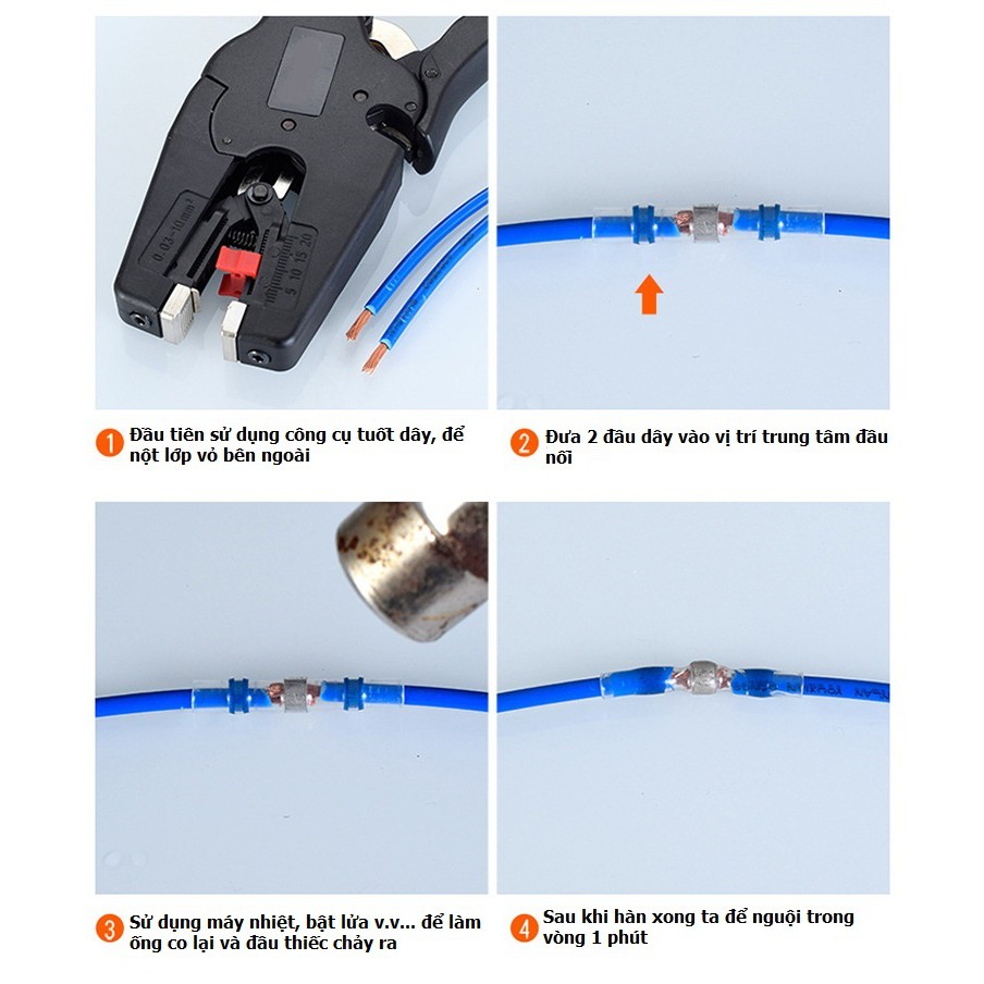 Gói 10 cút nối dây điện tự hàn co nhiệt cho dây điện