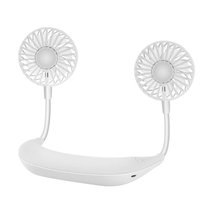 Quạt Lười Treo Cổ Thể Thao Mới, Quạt Sạc USB Mini, Quạt Mini 2 Đầu 3 Cấp Độ Gió Tùy Chỉnh 360 Độ