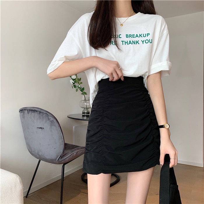 Chân váy nhún kiểu dáng chữ a phong cách hàn quốc 2 màu trắng đen