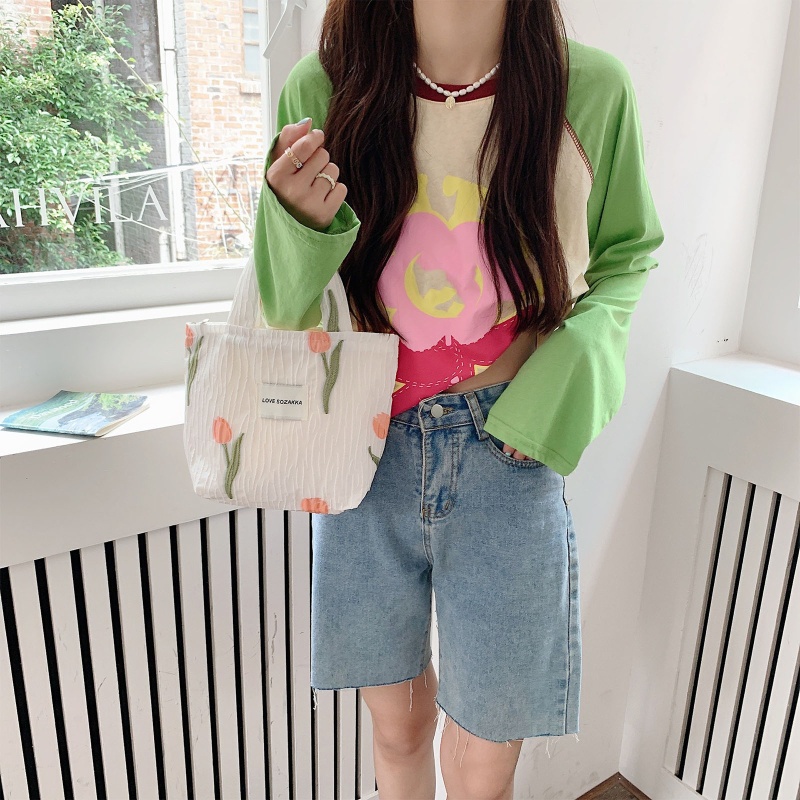 Túi Tote Đeo Vai Họa Tiết Hoa Tulip Thời Trang Cho Nữ